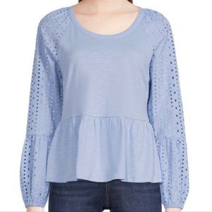 NWT Plus Size Spring Fashion Time and Tru Women's Eyelet Top